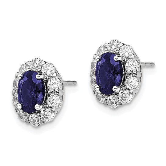 14-karat Created Oval Blue Sapphire & Lab Grown Fashion Earrings