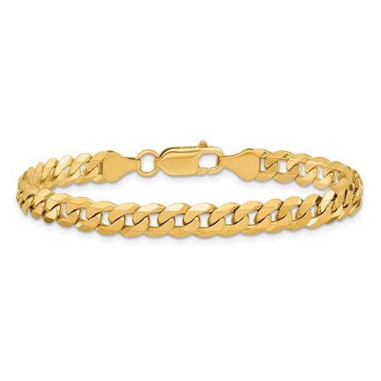 14-Karat 6.25mm Flat Beveled Curb Bracelet - 9"