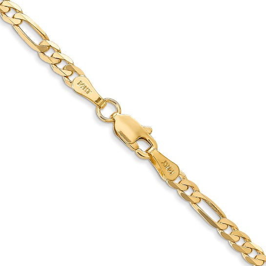 14-Karat 3mm Flat Figaro Chain - 28"