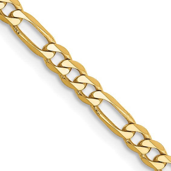 14-Karat 3mm Flat Figaro Chain - 28"