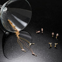 Thumbnail for 14 Karat Gold Plated CZ Red Wine Glass Charm Necklace
