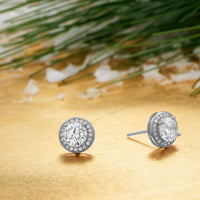 Thumbnail for Rhodium Plated Elegant 6.5mm CZ Studs