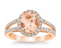 Thumbnail for The Milano-Double Shank Morganite Rose Gold Engagement ring
