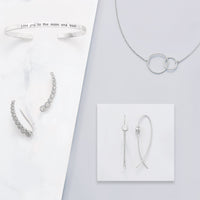 Thumbnail for Textured Rhodium Plated Bezel CZ Ear Climbers