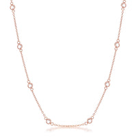 Thumbnail for 16 Rhodium Plated Clear CZ Round Bezel Saturn Necklace