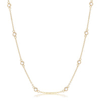 Thumbnail for 16 Rose Gold Plated Clear CZ Round Bezel Saturn Necklace