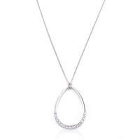 Thumbnail for Rhodium Plated Crystal Teardrop Necklace