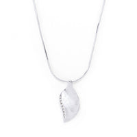 Thumbnail for Rhodium Plated Crystal Leaf Necklace
