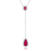 Thumbnail for Lara 5.8ct Ruby CZ Rhodium Classic Drop Lariat Necklace