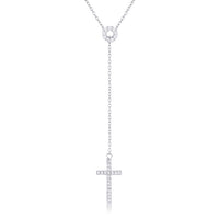 Thumbnail for Miranda 0.3ct CZ Rhodium Classic Lariat Cross Necklace