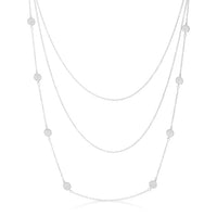 Thumbnail for Carol 1.28ct CZ Rhodium Pave Disc Layered Station Necklace