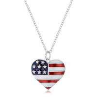 Thumbnail for Stars and Stripes Rhodium Necklace with CZ