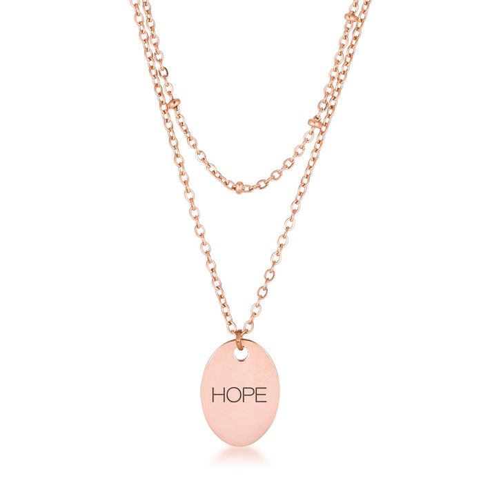 Rose Gold Plated Double Chain HOPE Necklace