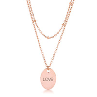 Thumbnail for Rose Gold Plated Double Chain LOVE Necklace