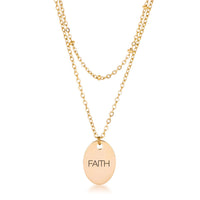 Thumbnail for 18k Gold Plated Double Chain FAITH Necklace