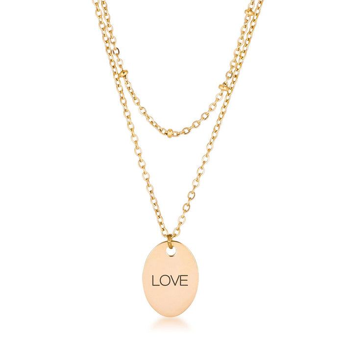 18k Gold Plated Double Chain LOVE Necklace