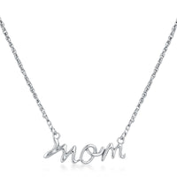 Thumbnail for Rhodium Plated Mom Script Necklace