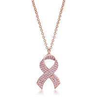 Thumbnail for Rose Gold Plated Pink CZ Pave Ribbon Necklace