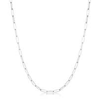 Thumbnail for 16 Rhodium Plated Linked Petite Paperclip Chain Necklace