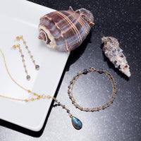 Thumbnail for Double Strand 14 Karat Gold Plated Labradorite Beaded Bracelet
