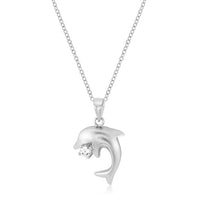 Thumbnail for Matte Rhodium Dolphin Pendant