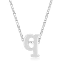 Thumbnail for Rhodium Plated Finish Initial Q Pendant