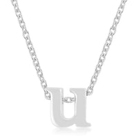 Thumbnail for Rhodium Plated Finish Initial U Pendant