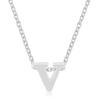 Thumbnail for Rhodium Plated Finish Initial V Pendant
