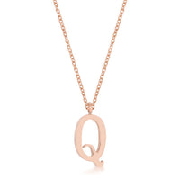 Thumbnail for Elaina Rose Gold Stainless Steel Q Initial Necklace
