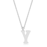 Thumbnail for Elaina Rhodium Stainless Steel Y Initial Necklace