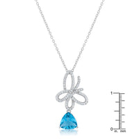 Thumbnail for Claudia 2.3ct Aqua CZ Rhodium Butterfly Drop Necklace