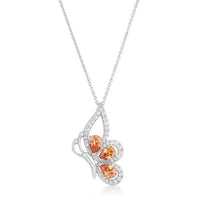 Thumbnail for Karen 2.8ct Champagne CZ Rhoidum Butterfly Drop Necklace