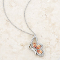 Thumbnail for Karen 2.8ct Champagne CZ Rhoidum Butterfly Drop Necklace