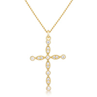 Thumbnail for Delicate Vintage Gold Plated Clear CZ Cross Pendant
