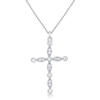 Thumbnail for Delicate Vintage Rhodium Plated Clear CZ Cross Pendant
