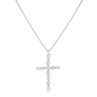 Thumbnail for Delicate Vintage Rhodium Plated Clear CZ Cross Pendant