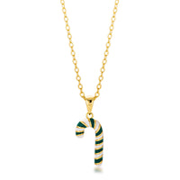 Thumbnail for Gold Plated Enamel Candy Cane Necklace
