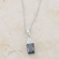Thumbnail for Classic Mystic Cubic Zirconia Rhodium Drop Necklace