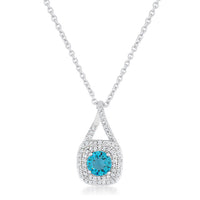 Thumbnail for Christal 1.2ct Aqua CZ Rhodium Classic Necklace
