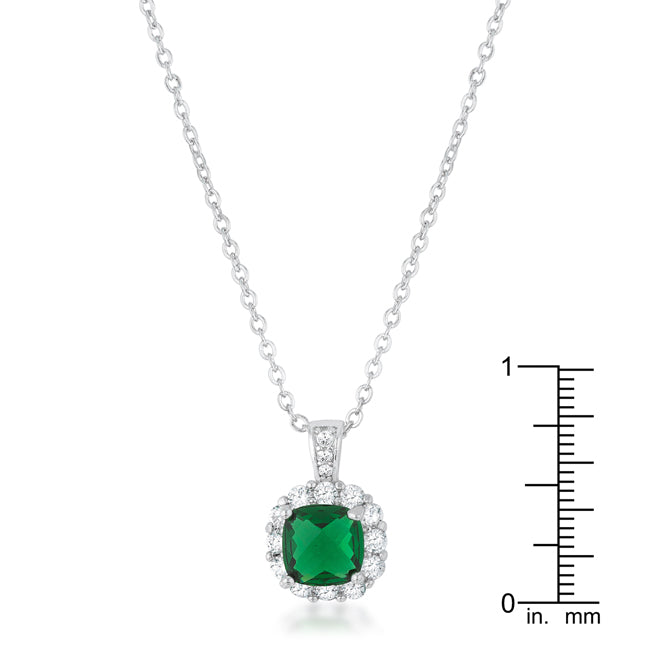Liz 2.6ct Emerald CZ Rhodium Classic Necklace