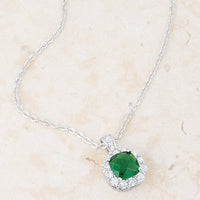 Thumbnail for Liz 2.6ct Emerald CZ Rhodium Classic Necklace