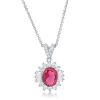 Thumbnail for Chrisalee 3.2ct Ruby CZ Rhodium Classic Drop Necklace