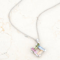 Thumbnail for Myra Necklace 10ct Multicolor Rhodium Necklace