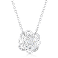 Thumbnail for Maya 1.37ct CZ Rhodium Rose Drop Necklace