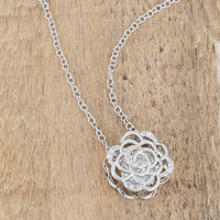 Thumbnail for Maya 1.37ct CZ Rhodium Rose Drop Necklace
