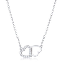 Thumbnail for Sweet and Romantic Rhodium Melded CZ Hearts Necklace