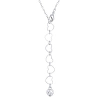 Thumbnail for Sweet and Romantic Rhodium Melded CZ Hearts Necklace