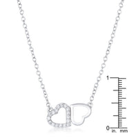 Thumbnail for Sweet and Romantic Rhodium Melded CZ Hearts Necklace
