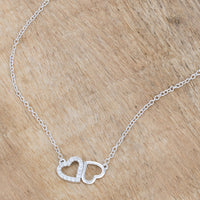 Thumbnail for Sweet and Romantic Rhodium Melded CZ Hearts Necklace