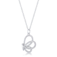 Thumbnail for Whimsical Rhodium CZ Butterfly Pendant and Necklace